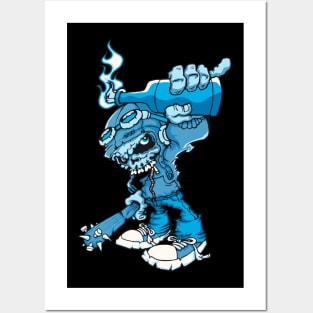 Blue Skull Fire Posters and Art